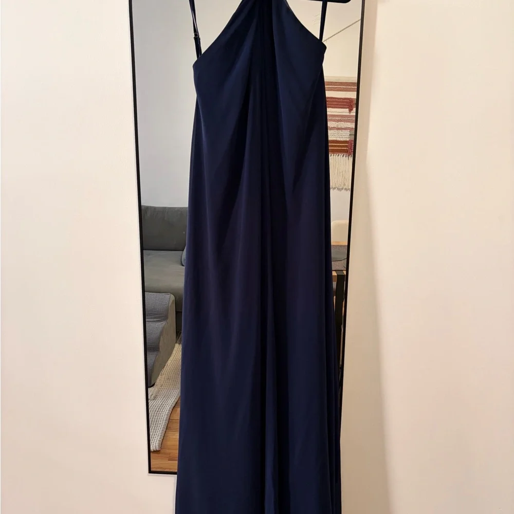 Elegant Navy Blue Halter Maxi Dress Brazilian Brand - Picture 4 of 4